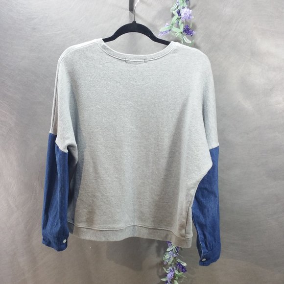 Maru.a Sweat Shirt With Denim Sleeves SZ (F) - Picture 2 of 4